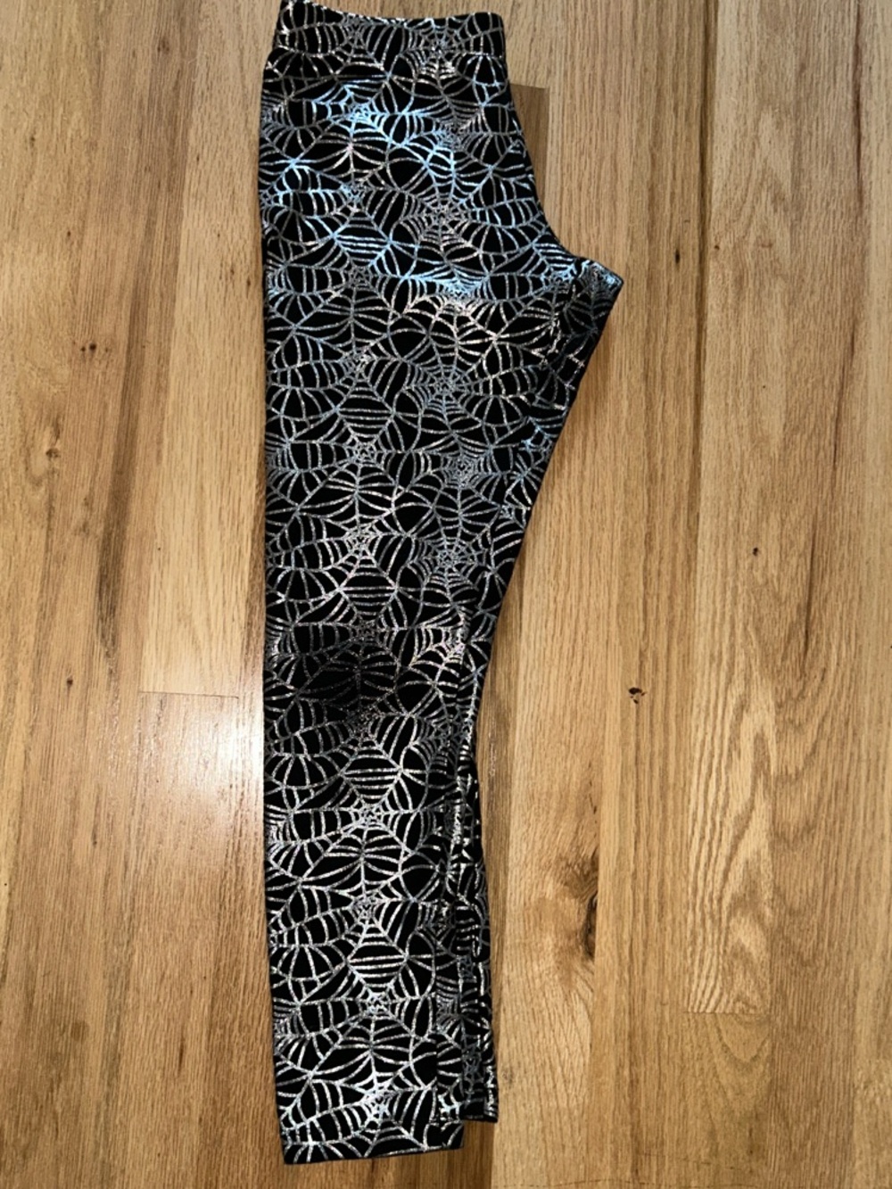 Girls Black Spider-Web Print Leggings